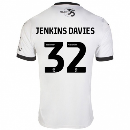 Kandiny Hombre Camiseta Will Jenkins-Davies #32 Blanco Negro 2ª Equipación 2024/25 La Camisa Chile