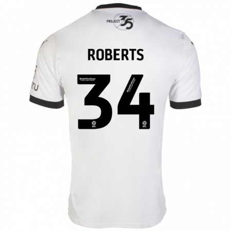 Kandiny Hombre Camiseta Caleb Roberts #34 Blanco Negro 2ª Equipación 2024/25 La Camisa Chile