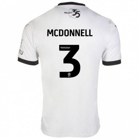 Kandiny Hombre Camiseta Rosie Mcdonnell #3 Blanco Negro 2ª Equipación 2024/25 La Camisa Chile