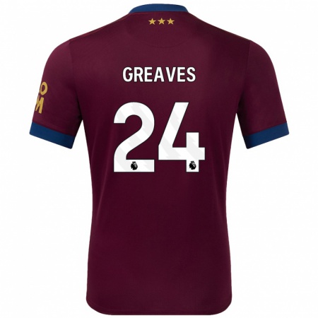 Kandiny Hombre Camiseta Jacob Greaves #24 Marrón 2ª Equipación 2024/25 La Camisa Chile