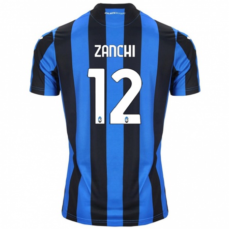 Kandiny Mujer Camiseta Edoardo Zanchi #12 Azul Negro 1ª Equipación 2024/25 La Camisa Chile