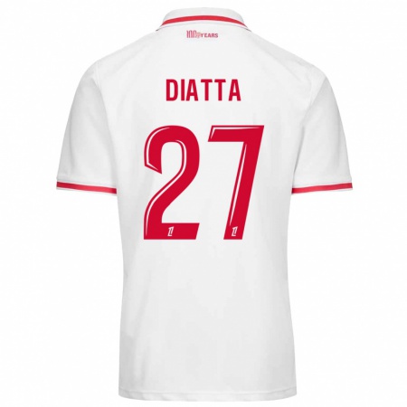 Kandiny Mujer Camiseta Krépin Diatta #27 Blanco Rojo 1ª Equipación 2024/25 La Camisa Chile