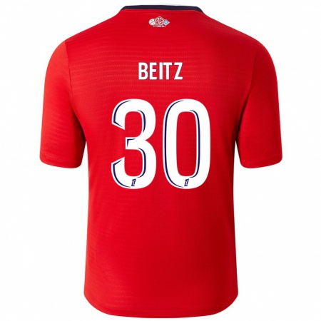 Kandiny Mujer Camiseta Taylor Beitz #30 Rojo Blanco 1ª Equipación 2024/25 La Camisa Chile