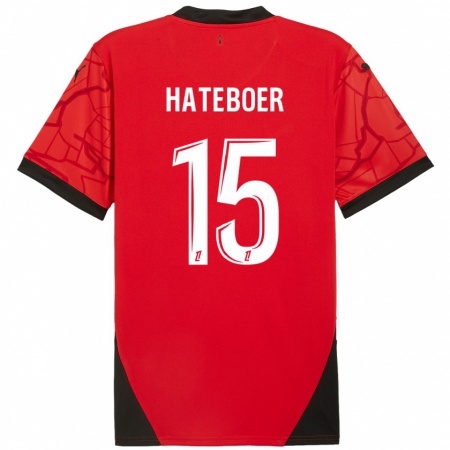 Kandiny Mujer Camiseta Hans Hateboer #15 Rojo Negro 1ª Equipación 2024/25 La Camisa Chile