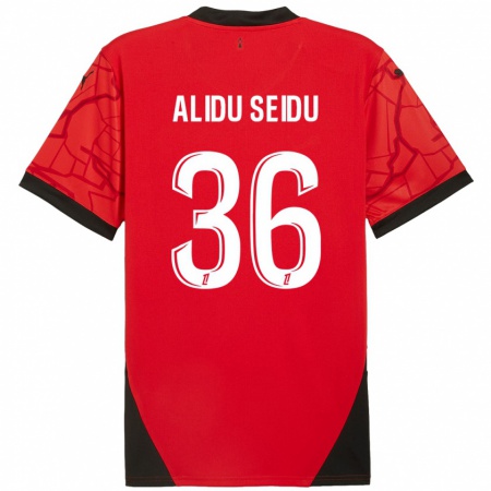 Kandiny Mujer Camiseta Alidu Seidu #36 Rojo Negro 1ª Equipación 2024/25 La Camisa Chile