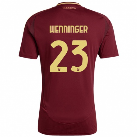 Kandiny Mujer Camiseta Carina Wenninger #23 Rojo Marrón Dorado 1ª Equipación 2024/25 La Camisa Chile