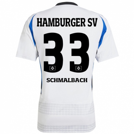 Kandiny Mujer Camiseta Sebastian Schmalbach #33 Blanco Azul 1ª Equipación 2024/25 La Camisa Chile