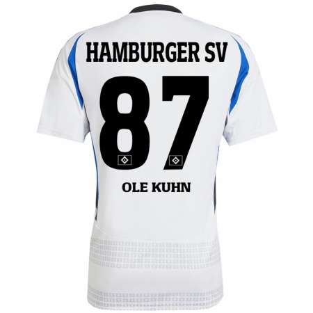 Kandiny Mujer Camiseta Niklas Ole Kühn #87 Blanco Azul 1ª Equipación 2024/25 La Camisa Chile