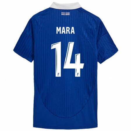 Kandiny Mujer Camiseta Sékou Mara #14 Azul Blanco 1ª Equipación 2024/25 La Camisa Chile