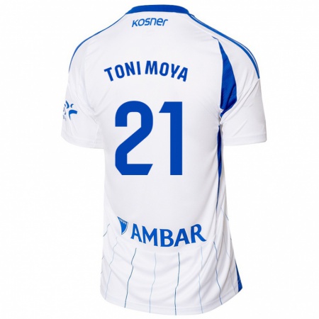 Kandiny Mujer Camiseta Toni Moya #21 Rojo Blanco 1ª Equipación 2024/25 La Camisa Chile