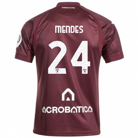 Kandiny Mujer Camiseta Rodrigo Mendes #24 Granate Blanco 1ª Equipación 2024/25 La Camisa Chile