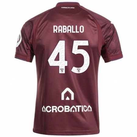 Kandiny Mujer Camiseta Alessio Raballo #45 Granate Blanco 1ª Equipación 2024/25 La Camisa Chile