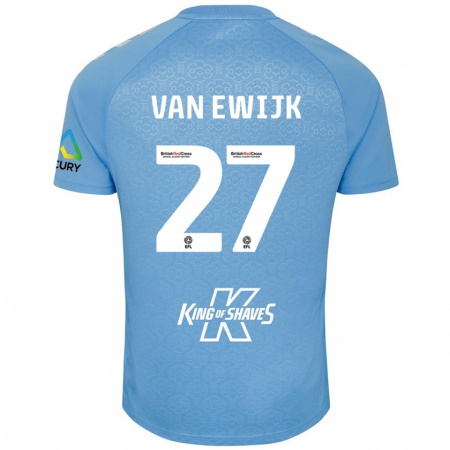 Kandiny Mujer Camiseta Milan Van Ewijk #27 Azul Blanco 1ª Equipación 2024/25 La Camisa Chile