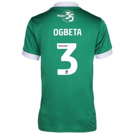 Kandiny Mujer Camiseta Nathanael Ogbeta #3 Verde Blanco 1ª Equipación 2024/25 La Camisa Chile