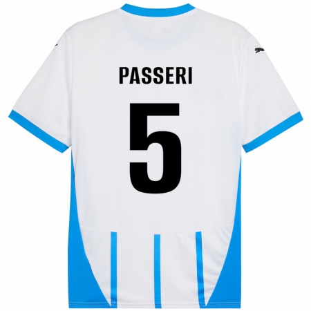 Kandiny Mujer Camiseta Angela Passeri #5 Blanco Azul 2ª Equipación 2024/25 La Camisa Chile