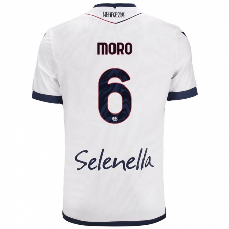 Kandiny Mujer Camiseta Nikola Moro #6 Blanco Azul Real 2ª Equipación 2024/25 La Camisa Chile