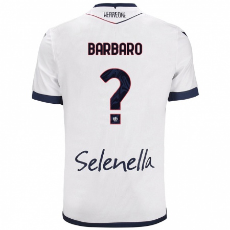 Kandiny Mujer Camiseta Giacomo Barbaro #0 Blanco Azul Real 2ª Equipación 2024/25 La Camisa Chile