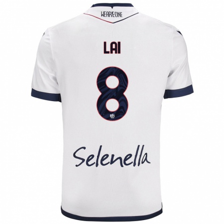 Kandiny Mujer Camiseta Luca Lai #8 Blanco Azul Real 2ª Equipación 2024/25 La Camisa Chile