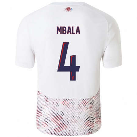 Kandiny Mujer Camiseta Olivia Mbala #4 Blanco Azul Real 2ª Equipación 2024/25 La Camisa Chile