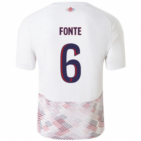 Kandiny Mujer Camiseta Jose Fonte #6 Blanco Azul Real 2ª Equipación 2024/25 La Camisa Chile