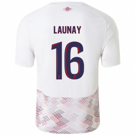 Kandiny Mujer Camiseta Elisa Launay #16 Blanco Azul Real 2ª Equipación 2024/25 La Camisa Chile