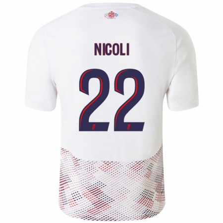 Kandiny Mujer Camiseta Morgane Nicoli #22 Blanco Azul Real 2ª Equipación 2024/25 La Camisa Chile