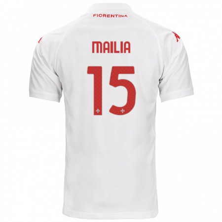 Kandiny Mujer Camiseta Siria Mailia #15 Blanco 2ª Equipación 2024/25 La Camisa Chile