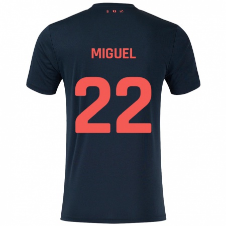 Kandiny Mujer Camiseta Miguel Rodríguez #22 Negro Rojo 2ª Equipación 2024/25 La Camisa Chile