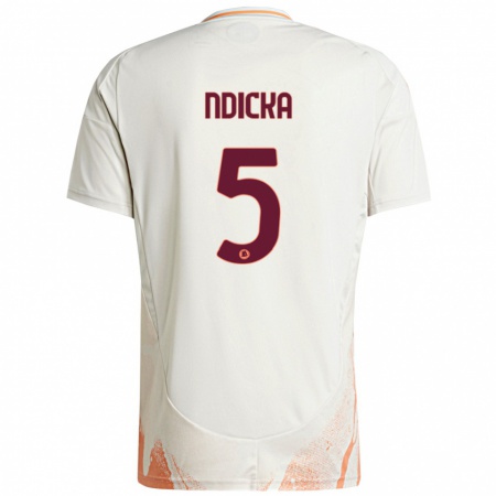 Kandiny Mujer Camiseta Evan Ndicka #5 Crema Blanco Naranja 2ª Equipación 2024/25 La Camisa Chile