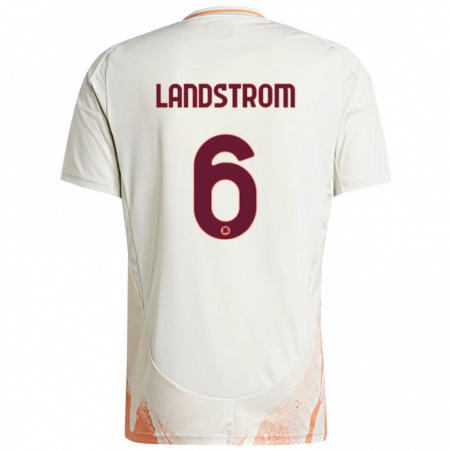 Kandiny Mujer Camiseta Elin Landstrom #6 Crema Blanco Naranja 2ª Equipación 2024/25 La Camisa Chile