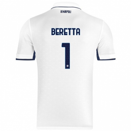 Kandiny Mujer Camiseta Beatrice Beretta #1 Blanco Azul Real 2ª Equipación 2024/25 La Camisa Chile