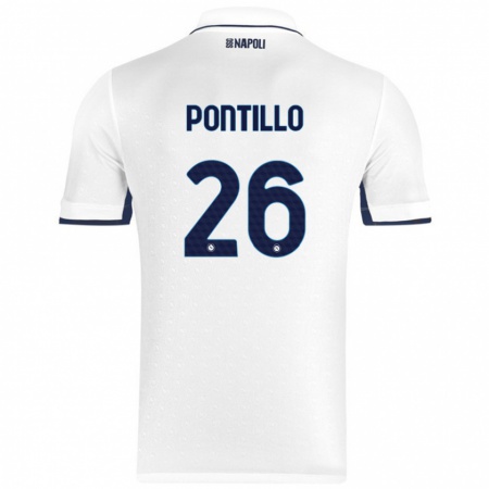 Kandiny Mujer Camiseta Pasquale Pontillo #26 Blanco Azul Real 2ª Equipación 2024/25 La Camisa Chile