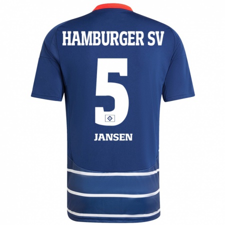 Kandiny Mujer Camiseta Marcell Jansen #5 Azul Oscuro 2ª Equipación 2024/25 La Camisa Chile