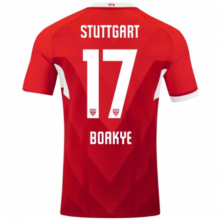 Kandiny Mujer Camiseta Maurice Boakye #17 Rojo Blanco 2ª Equipación 2024/25 La Camisa Chile