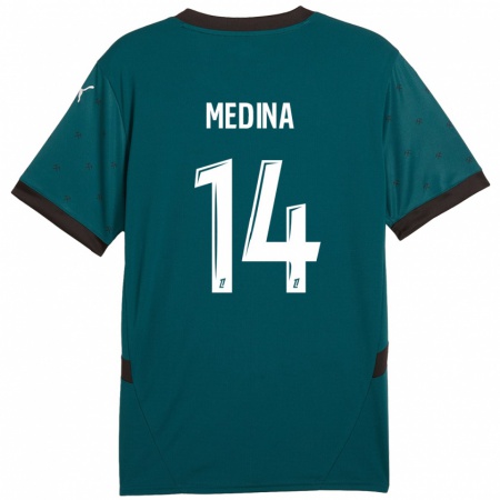 Kandiny Mujer Camiseta Facundo Medina #14 Verde Oscuro 2ª Equipación 2024/25 La Camisa Chile