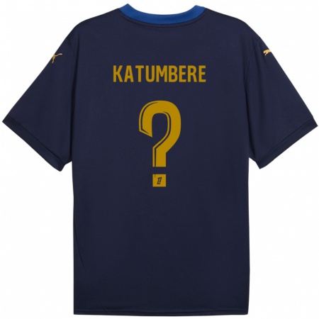 Kandiny Mujer Camiseta Noah Katumbere #0 Azul Marino Dorado 2ª Equipación 2024/25 La Camisa Chile