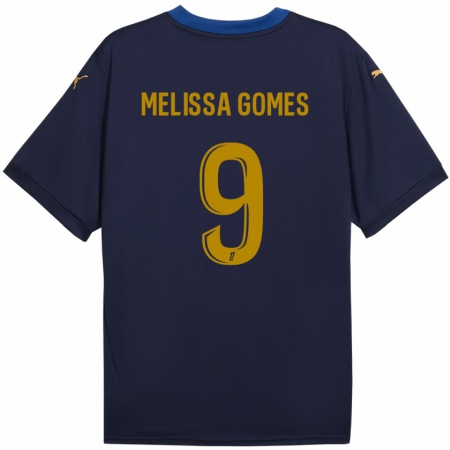 Kandiny Mujer Camiseta Melissa Ferreira Gomes #9 Azul Marino Dorado 2ª Equipación 2024/25 La Camisa Chile