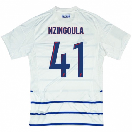 Kandiny Mujer Camiseta Rabby Nzingoula #41 Blanco Azul 2ª Equipación 2024/25 La Camisa Chile