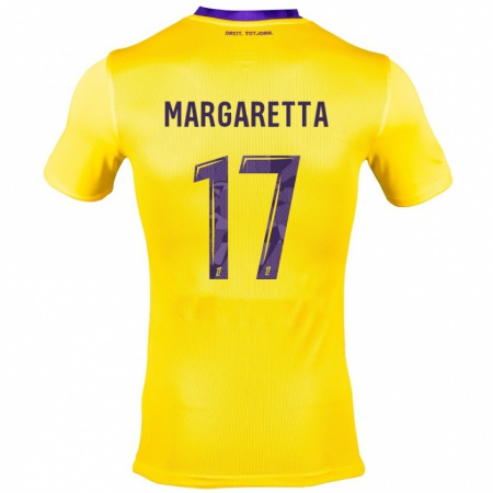 Kandiny Mujer Camiseta Jessica Margaretta #17 Amarillo Morado 2ª Equipación 2024/25 La Camisa Chile