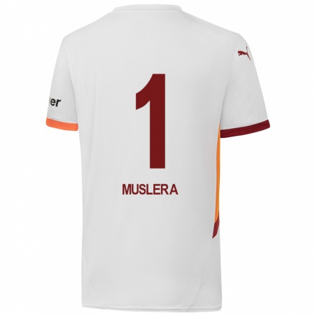 Kandiny Mujer Camiseta Fernando Muslera #1 Blanco Amarillo Rojo 2ª Equipación 2024/25 La Camisa Chile