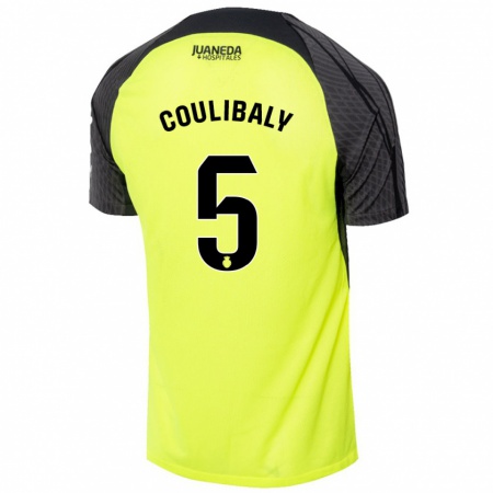 Kandiny Mujer Camiseta Habib Anas Coulibaly #5 Verde Fluorescente Negro 2ª Equipación 2024/25 La Camisa Chile