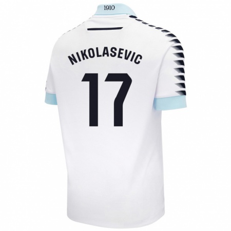 Kandiny Mujer Camiseta Mirko Nikolasevic #17 Blanco Azul 2ª Equipación 2024/25 La Camisa Chile