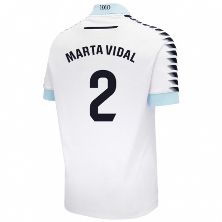 Kandiny Mujer Camiseta Marta Vidal Vela #2 Blanco Azul 2ª Equipación 2024/25 La Camisa Chile