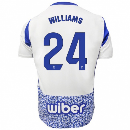 Kandiny Mujer Camiseta Loïc Williams #24 Blanco Azul 2ª Equipación 2024/25 La Camisa Chile