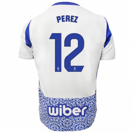 Kandiny Mujer Camiseta Alba Pérez #12 Blanco Azul 2ª Equipación 2024/25 La Camisa Chile