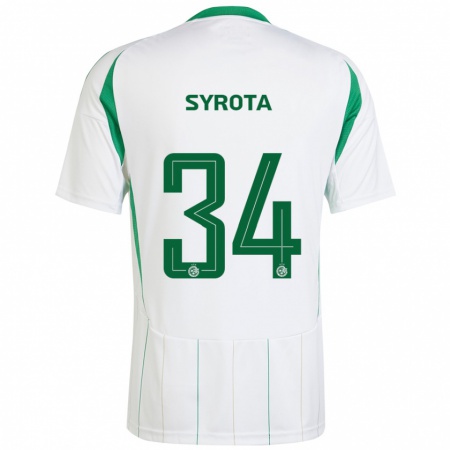 Kandiny Mujer Camiseta Oleksandr Syrota #34 Blanco Verde 2ª Equipación 2024/25 La Camisa Chile