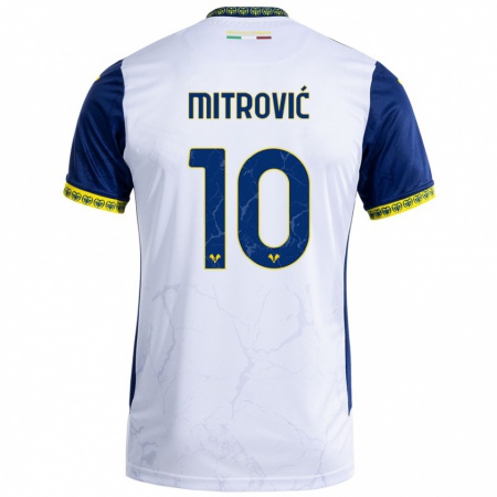 Kandiny Mujer Camiseta Stefan Mitrović #10 Blanco Azul 2ª Equipación 2024/25 La Camisa Chile