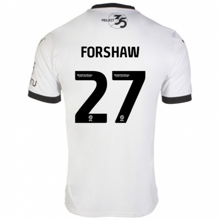 Kandiny Mujer Camiseta Adam Forshaw #27 Blanco Negro 2ª Equipación 2024/25 La Camisa Chile