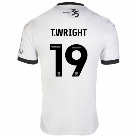 Kandiny Mujer Camiseta Tyreik Wright #19 Blanco Negro 2ª Equipación 2024/25 La Camisa Chile