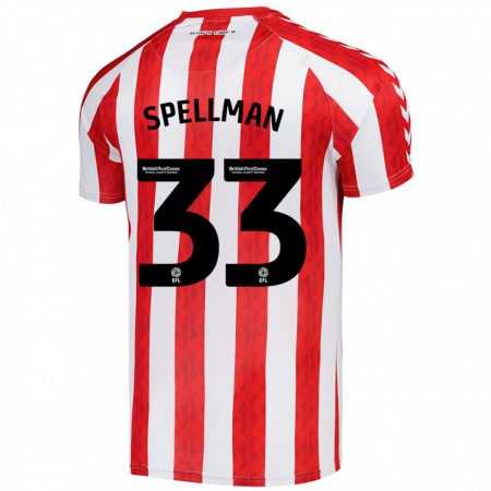 Kandiny Niño Camiseta Michael Spellman #33 Rojo Blanco 1ª Equipación 2024/25 La Camisa Chile